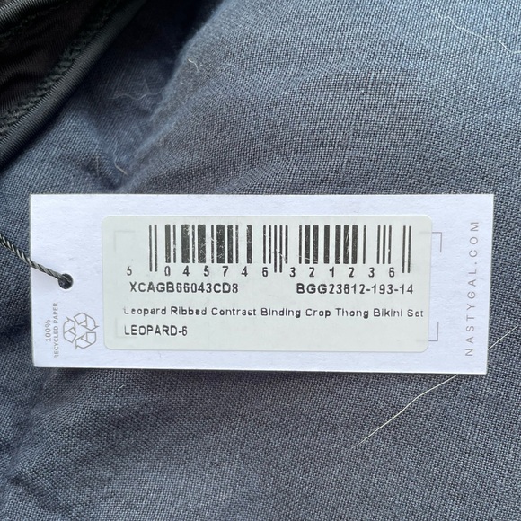 Nasty Gal NWT Leopard Ribbed Thong Bikini - Picture 2 of 3